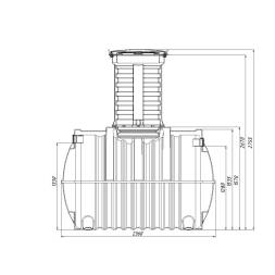 Автономная канализация Rostok Ground 8 с горловиной 1000 мм и самотечным отведением, 3500 л, черный