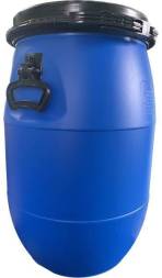 Бочка пластиковая с крышкой-обруч и усиленными ручками, 65 л, синий [БП 65 пластик обруч усил ручка]