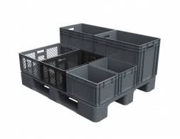 Паллет (поддон) пластиковый сплошной на 3-х полозьях, 1200х1000х150 мм, серый [02.103F.91.C3]