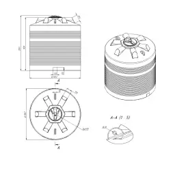 Емкость для хранения жидких минеральных удобрений (КАС, ЖКУ и др) 5000 ЭВЛ с откидной крышкой красный