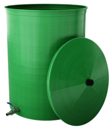 Бочка пластиковая садовая с краном 3/4" из латуни для дождевой воды и полива, 150л, зеленый [332]
