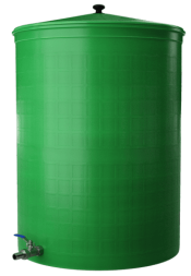 Бочка пластиковая садовая с краном 3/4" из латуни для дождевой воды и полива, 150л, зеленый [332]