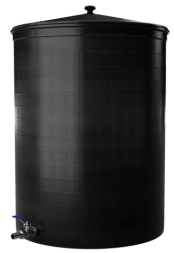 Бочка пластиковая садовая с краном 3/4" из латуни для дождевой воды и полива, 300л, черный [343]