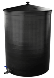 Бочка пластиковая садовая с краном 3/4" из латуни для дождевой воды и полива, 300л, черный [343]