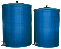 Бочка пластиковая садовая с краном 3/4" из латуни для дождевой воды и полива, 300л, голубой [363]