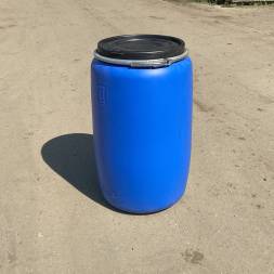 Бочка пластиковая с крышкой и металлическим обручем, 127 л, синий [22010005]