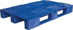 Паллет (поддон) пластиковый сплошной на 3-х полозьях, 1200x800х150 мм, синий  [1200800150-02]