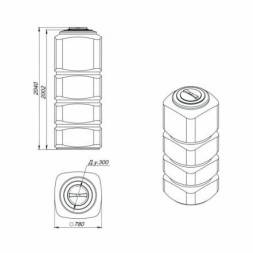Емкость L 1000 л синяя
