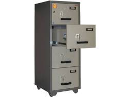 Шкаф металлический картотечный (картотека) огнестойкий VALBERG FC 4K-KK, A4, 4 ящика, 1500x545x653 мм