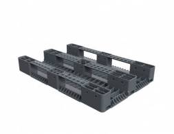 Паллет (поддон) пластиковый перфорированный на 3-х полозьях серый усиленный, 1200x800x150 мм, серый [02.117.91.PEF.S.Т10X]