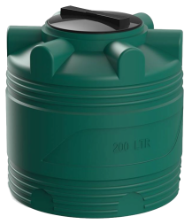 Бочка (емкость) пластиковая вертикальная с крышкой, 200 л, зеленый [TV200S2]