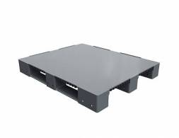 Паллет (поддон) пластиковый сплошной на 3-х полозьях, 1200х1000х150 мм, серый [02.114F.91.PEF]